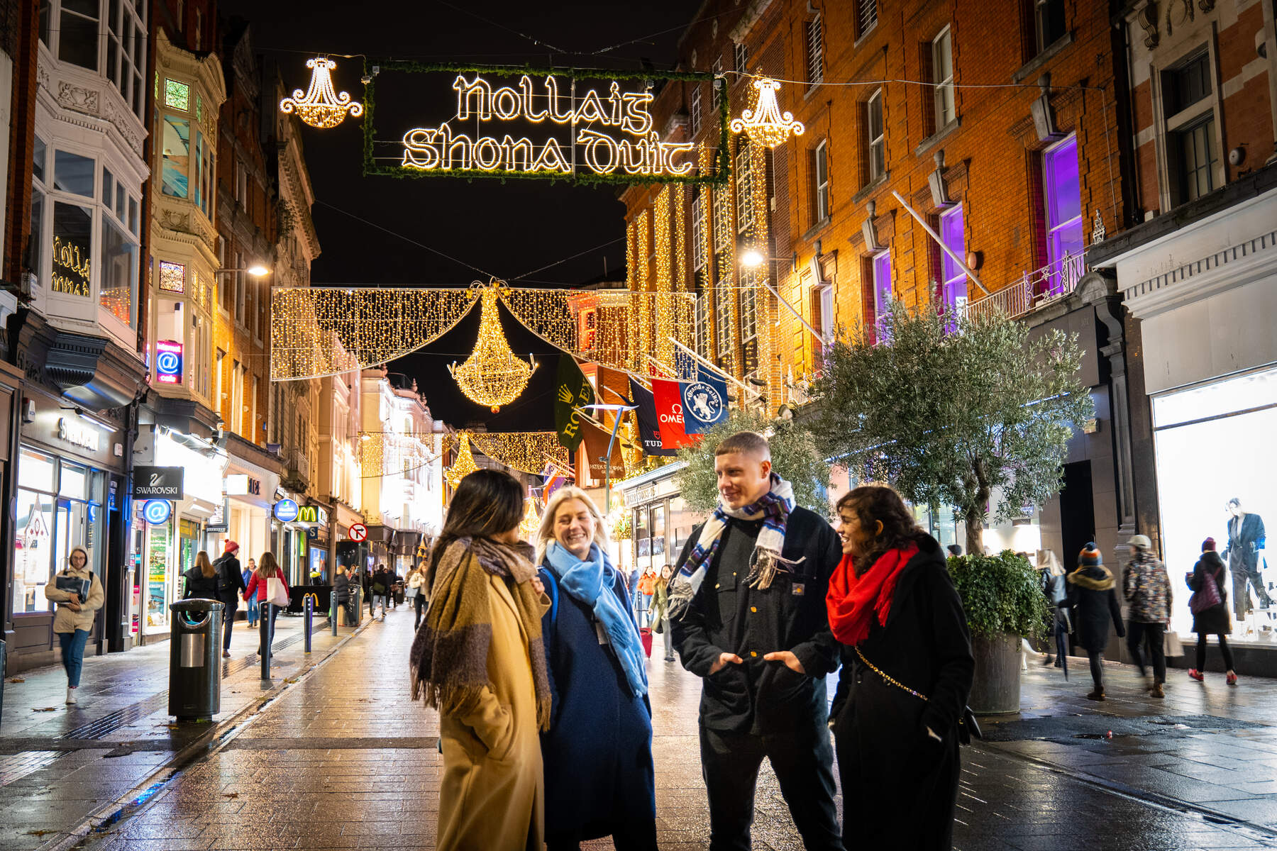 Christmas decorations on Grafton Street in Dublin City