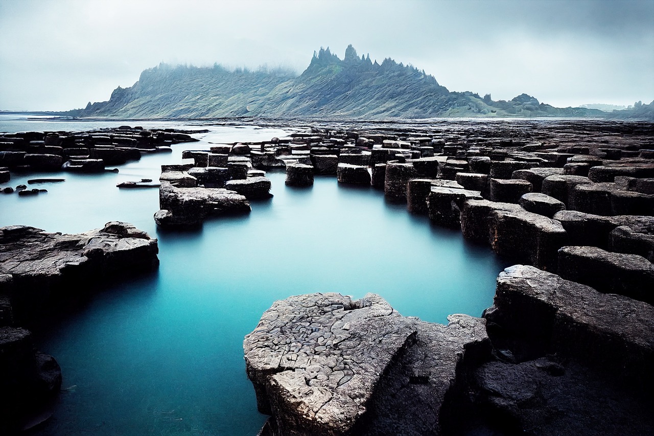 Marvel at the natural wonder of Giant's Causeway in Northern Ireland, a stunning landscape of interlocking basalt columns. width=947