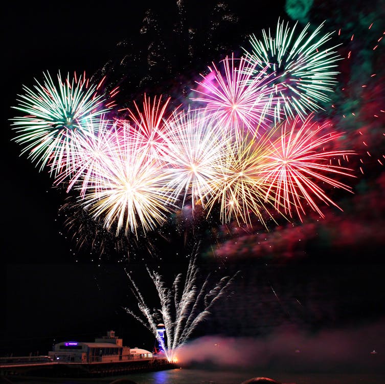 London NYE fireworks: Colourful fireworks light up London's skyline, England, UK