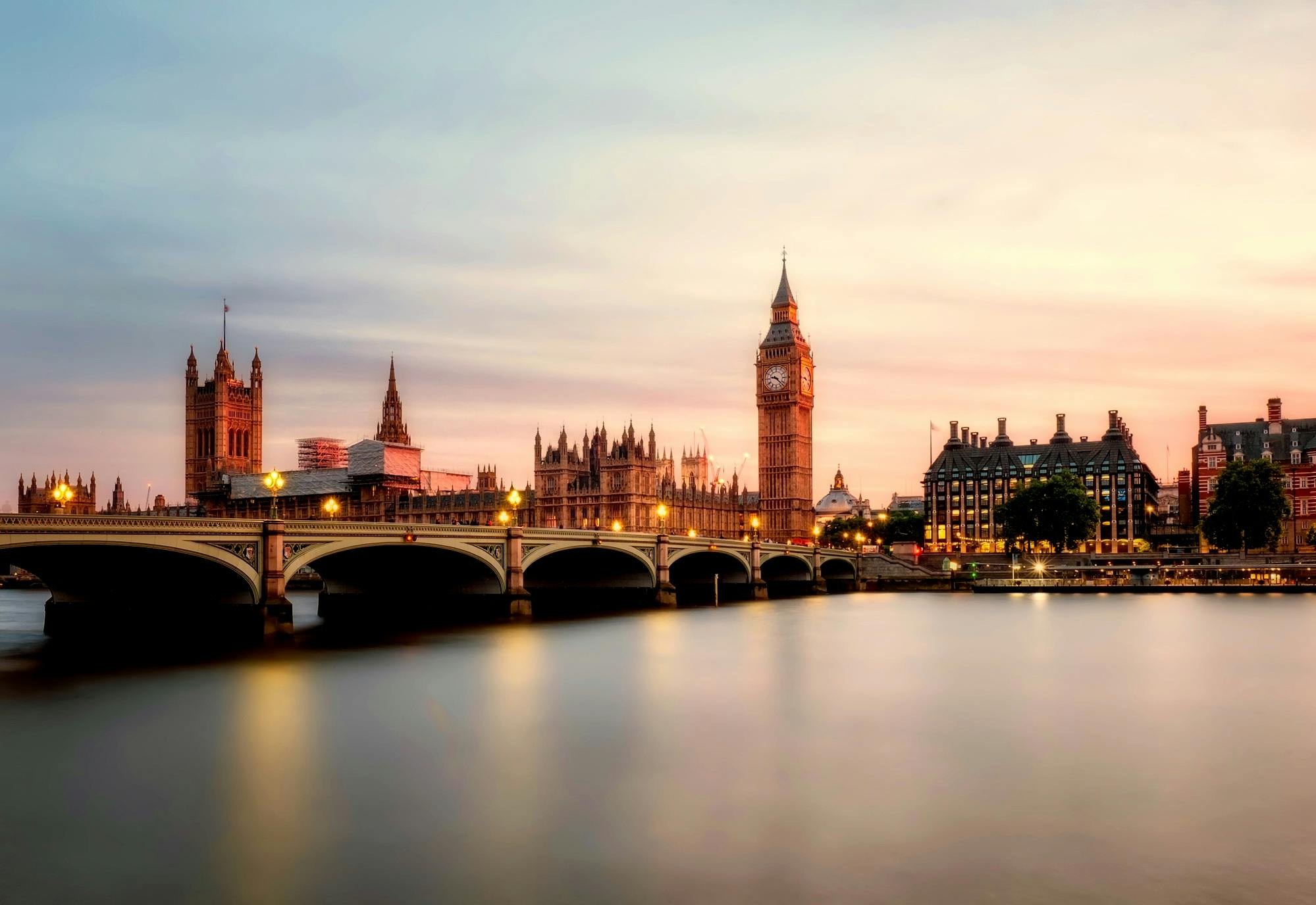 London cityscape: London Bridge, River Thames, Big Ben, England UK, iconic London landmarks