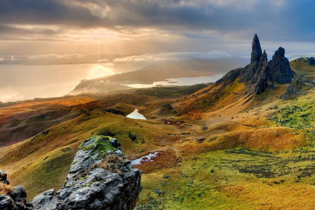 Old Man of Storr, Scotland. Breathtaking Isle of Skye view.