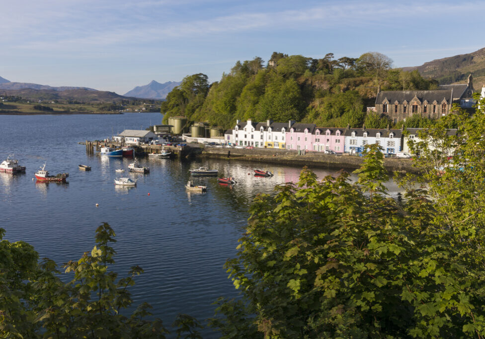 A view of Portree harbour, the capital town on the Isle of Skye